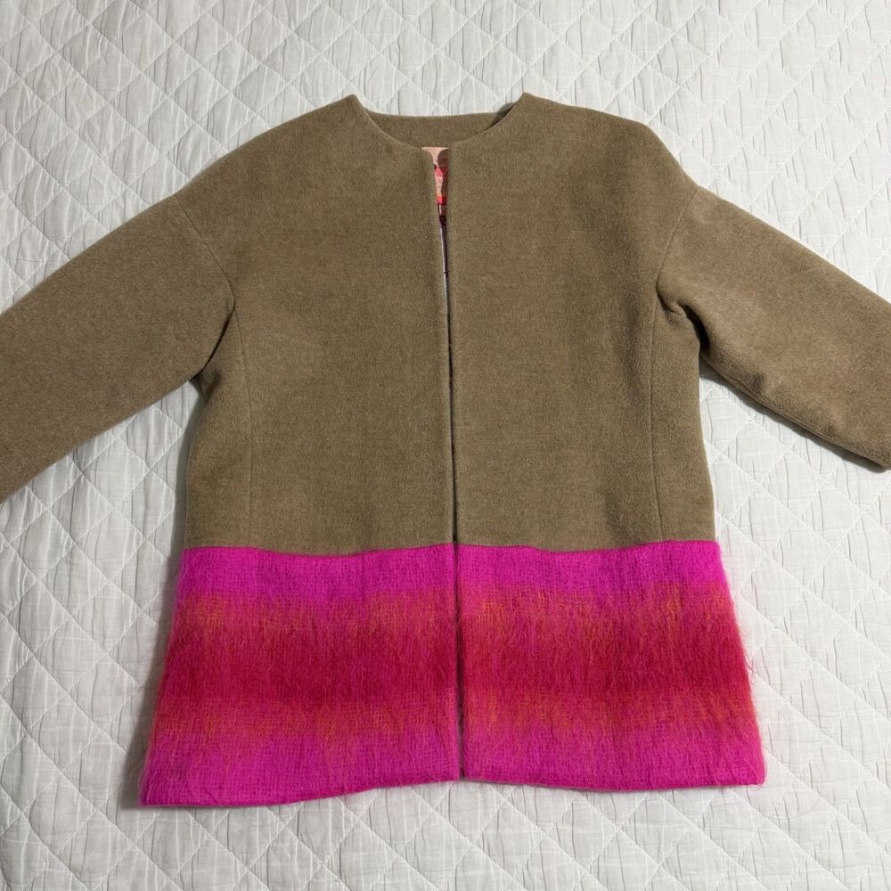 Vilagallo 40 Beige Pink Mohair Blazer Coat Jacket
